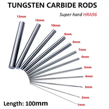 Solid Carbide Rod ∅ 1mm - 13mm Carbide Steel Round Rod HRA96 YG8 Length: 100mm
