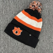 '47 Brand Auburn Tigers Pom Beanie Knit Hat Black Orange White One Size NCAA