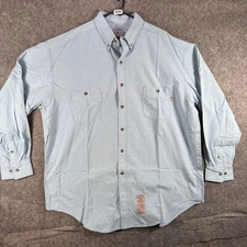 Tyndale Mens 2XL Flame Resistant Long Sleeve Work Shirt HRC 1 Light Blue NWOT