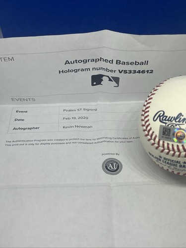 KEVIN NEWMAN SIGNED RAWLINGS MLB BASEBALL PITTSBURGH PIRATES MLB COA - Picture 4 of 4