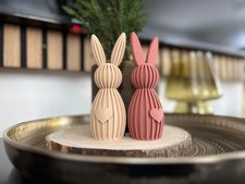 Moderner gestreifter Osterhase dekoration easter bunny Happy 3D printed