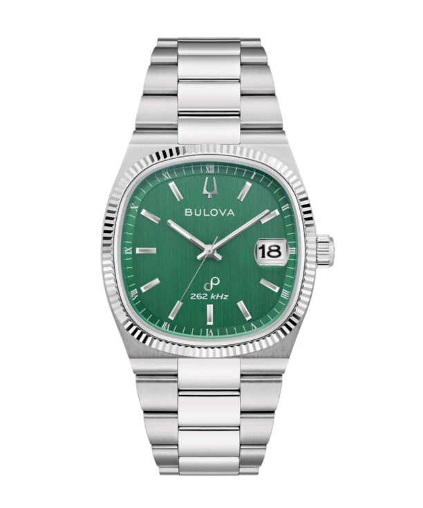 Montre Bulova Super Seville en acier argenté de 38mm pour homme avec cadran bleu 96B439