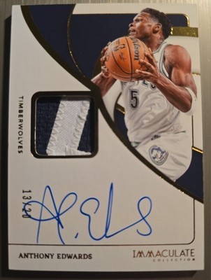 2023-24 Panini Immaculate Anthony Edwards Patch Auto /20 #IPA-ANT Timberwolves