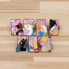 Set 7 Japanese Anime Studio Ghibli Inspired  Totoro Kiki Haku Enamel Pin Badges