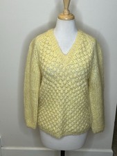 Vintage Mohair Sweater Hand Knit by Cellini Imports Yellow Size M Italy