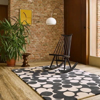 Wool Area rug Puzzle Flower Rug Slate Grey Pink 100% Wool Hand Tufted 6x9|7x10|