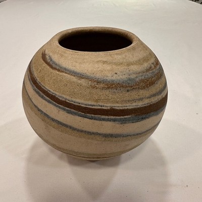 Vintage Signed Handmade Studio Pottery Marbled Agateware Vase   | Wabi Sabi