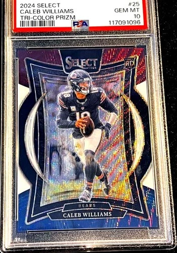 2024 Panini Select Caleb Williams Tri-Color Prizm #25 PSA 10 GEM MINT #'d /299