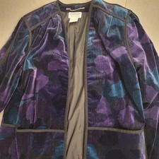 Givenchy Woman Jacket Blazer 14/36 Pocket Velvet-corduory Green/Purple Vtg Evc