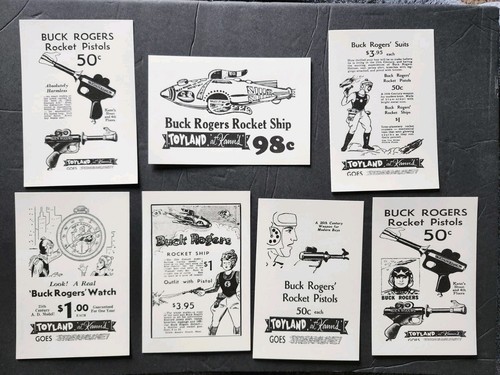 LOT Buck Rogers Pistol Toy Advertising Atomic SPACE Gun POSTCARD SIZE LOT Of 7