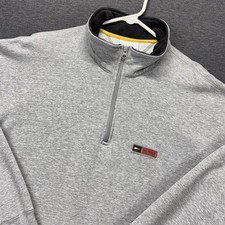 Vintage Tommy Hilfiger Athletics Sweatshirt Mens XL Gray 1/4 Zip Pullover Fleece