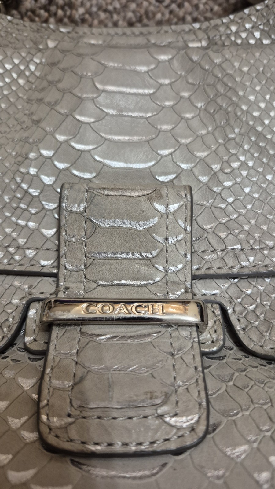Coach Madison Pinnacle Python Embossed Gray/Silve… - image 5