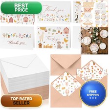 Motiskyy 60 Set Thank You Cards Envelopes 4"x 6" Watercolor Greeting Cards