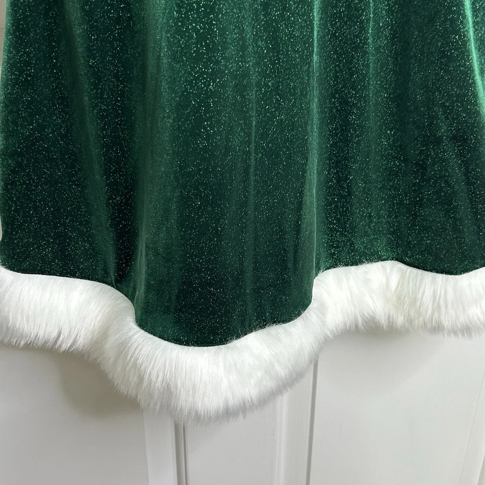 Vestido Bonnie Jean Terciopelo Línea A Niñas 14 Verde Brillo Lentejuelas Vacaciones Navidad LEER Foto 3 de 4