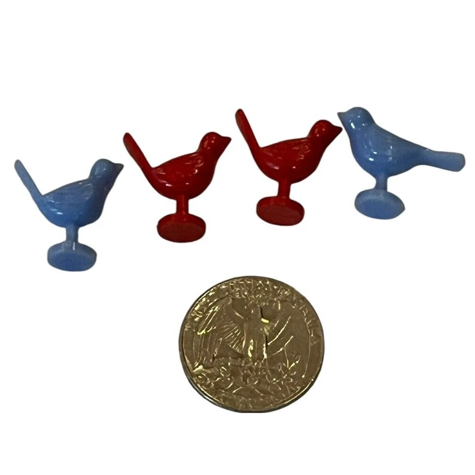 Plasticville O-O27 FB8 Lot Of 4 Garden Birds Blue Red Tiny .75” Plastic Railroad - Image 3 of 3