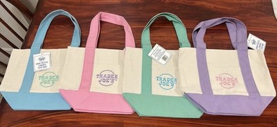 Trader Joe's Mini Pastel Canvas Foldable Tote Bags! 