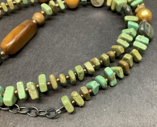 Silpada Turquoise, Pearl & Abolone, Hammered 925 Silver Necklace, 20 Inch - Picture 10 of 14