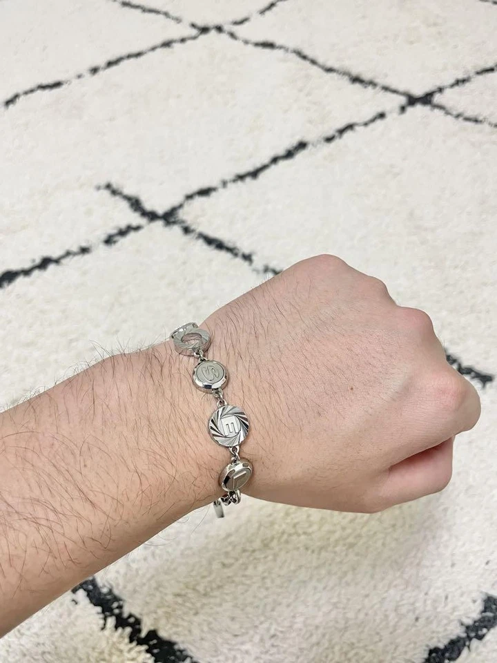 Diesel Hombres Logo Pulsera Plata Caja Bolsa Incluida 21cm Caja Especial Lujo Elegante Foto 4 de 4