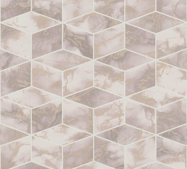 Vliestapete WüRfel 3D Weiß Rosa Metallic Livingwalls 37863-2 (4,09€/1Qm)-image