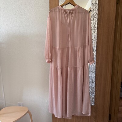 Mango - Metallic Details Dress Pink - 2 - Women