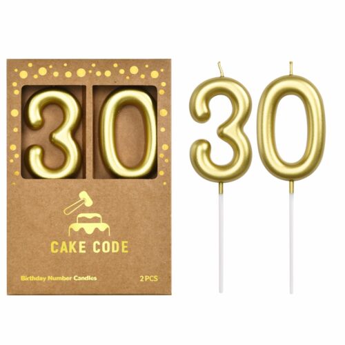 2.76 Inch Classical Gold 30 Number Birthday Candles Gold Number Candles Cake Num
