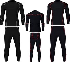 MENS COMPRESSION SUIT THERMAL BASE LAYER CYCLING MOTORBIKE WINTER TOP & LEGGINGS