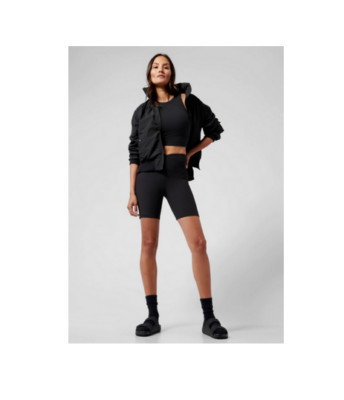 NWT Athleta M Black Elation Rib 7'' Crossover Biker Shorts Short Medium 8 10