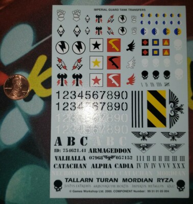 Warhammer 40k Space Marine Huge Imperial Guard Transfer Sheet Also Fits Primaris