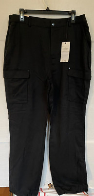 SCOTCH & SODA LARA TROUSER CARGO HIGH RISE STRAIGHT WOMENS SIZE XL BLACK NEW