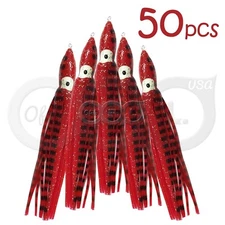 4.75" Fishing Squid Skirts Octopus Trolling 12cm Hoochies Soft Lure Red Tiger