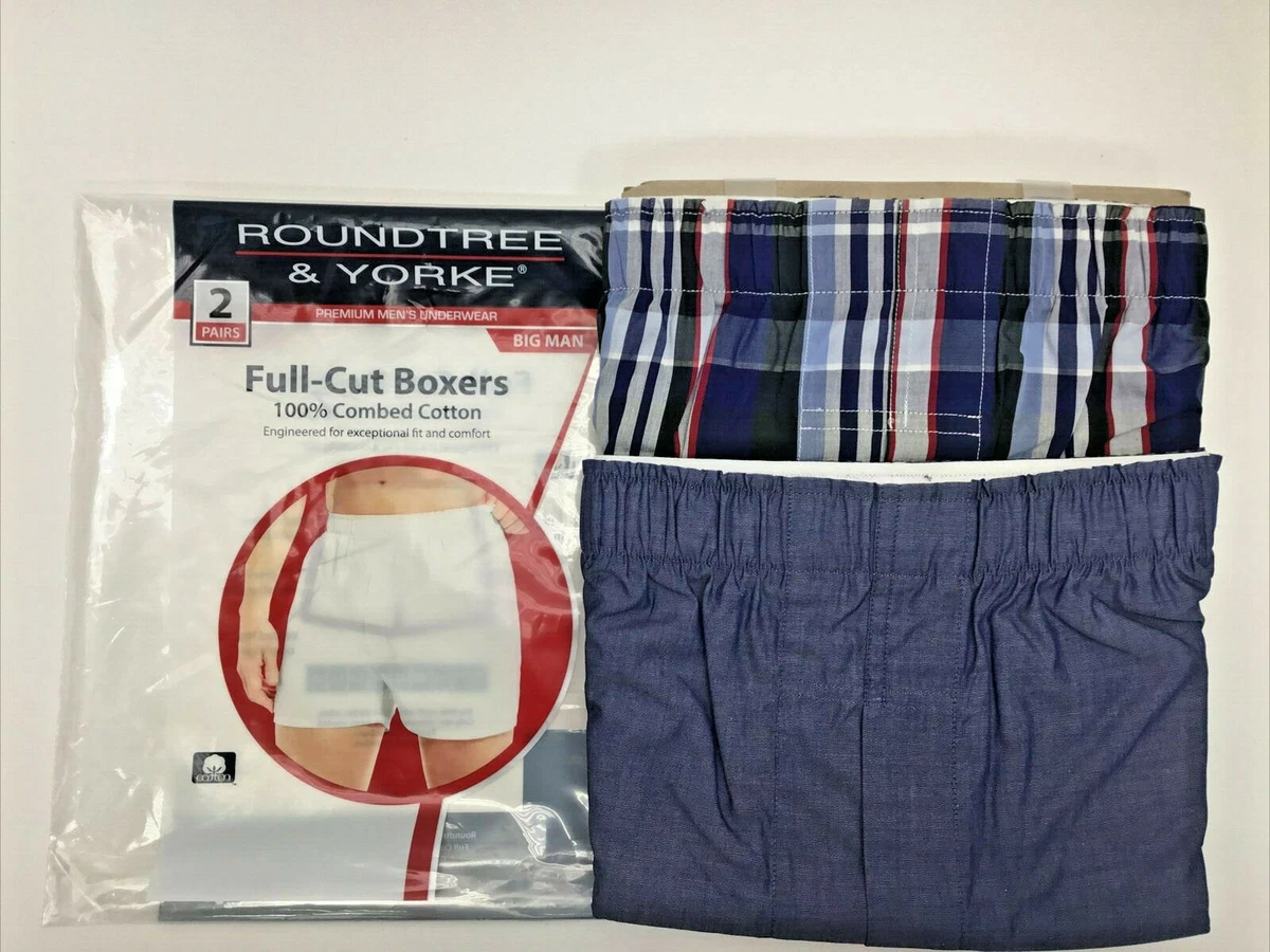 Roundtree Yorke 2 Pairs Men s Cotton Full Cut Boxers Size 40