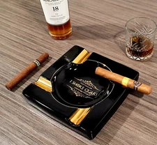 Cigar Ashtray Big Ceramic Ashtray for 4 Cigarettes Large Rest Unbreakable
