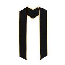 Black with Gold Trimmed Graduation Stole Stoll Sash 84" Long, Bridal Satin