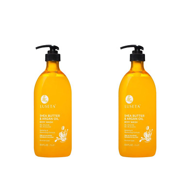 2-pack LUSETA Shea Butter  & Argan Oil Hydrating Moisturizing Body Wash 33.8 oz