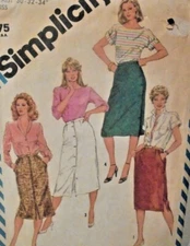 Simp. #6380 Pattern-Misses Slim-Fitting Skirt-3 lengths-Sizes 16-18-20-New-1983