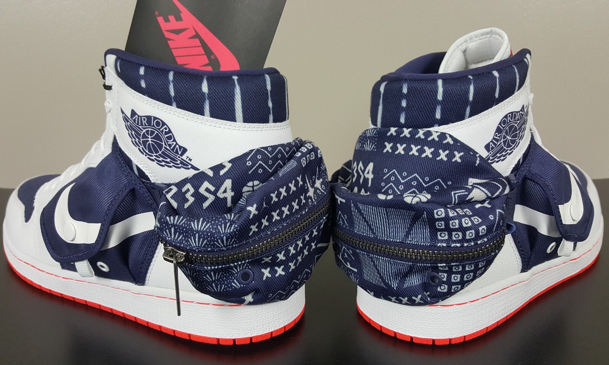 NIKE AIR JORDAN RETRO 1 UTILITY QUAI WHITE BLUE RED DV1717-100 (US SIZE 14) Jordan Air Jordan 1 Utility x Quai 54 | DV1717-100 | SVD USA main image 4