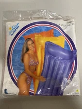 Vtg 1997Intex Swimming Pool Air Mat Raft Float Orange 72"x27" Double Valved NOS