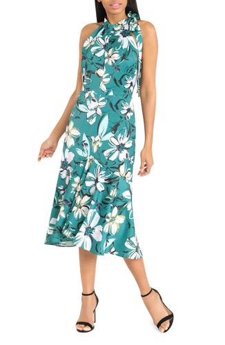 Women's Maggy London Floral Tie Neck 