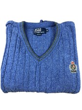 RARE Vintage 70  s-80  s Polo Ralph Lauren Crest Logo Cable Knit Sweater Size XL