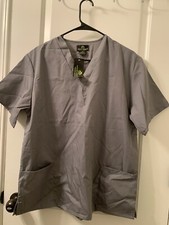1pc Natural Uniforms Adult Scrub Top V-Neck Nurse Medical Size Medium Gray