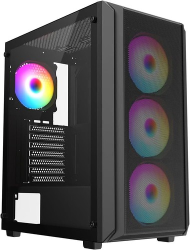 KZ10 Tempered Glass PC Case - Elegant Mid Tower with 3 x 120mm RGB Cooling Fans - Picture 4 of 9