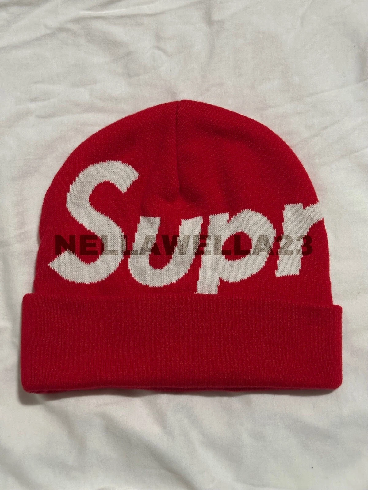 Bonnet rouge Supreme Big Logo FW19 neuf envoi rapide cachemire automne hiver 2019 neuf avec étiquette DS