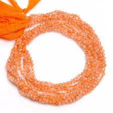 2.5 mm Natural Sunstone Faceted Round Rondelle Beads For Jewelry 33 cm Strand
