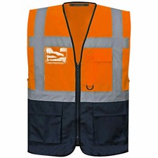 EXECUTIVE HI VIS VIZ VEST HIGH VISIBILITY WORK WAISTCOAT REFLECTIVE SAFETY TOP