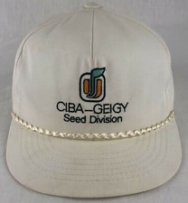 Ciba Geigy Seed Division SnapBack Trucker Hat Cap Swingster USA White Vintage
