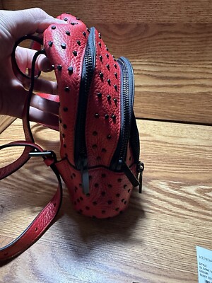 Rare HTF Kendall And Kylie Ruby Red Black Studded Mini Backpack Zip Around s-l400.jpg main image 2