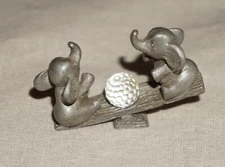 Vintage Pewter Spoontiques CM381 Miniature Elephant Teeter Totter Crystal Ball