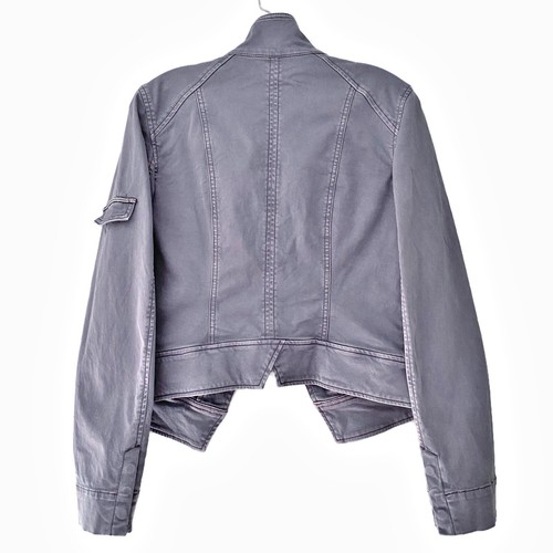 Giacca militare White House Black Market donna 6 blu grigio crop utility moto - Foto 2 di 8