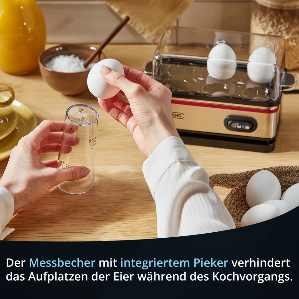 Eierkocher 1 - 6 Eier Heizplatte Messbecher Alarm 400 Watt Warmhaltefunktion KHG - Bild 4 von 4