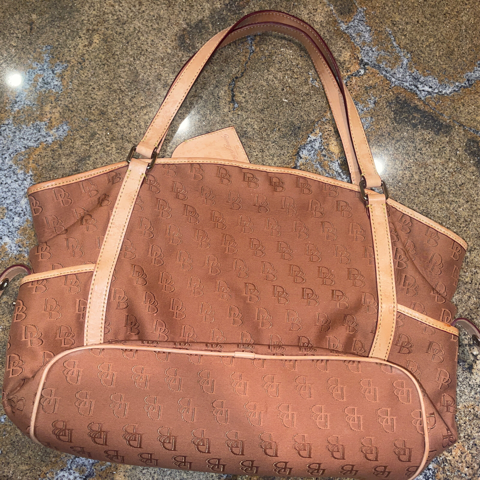 DOONEY & BOURKE Tan DB Logo Canvas & Leather Larg… - image 5